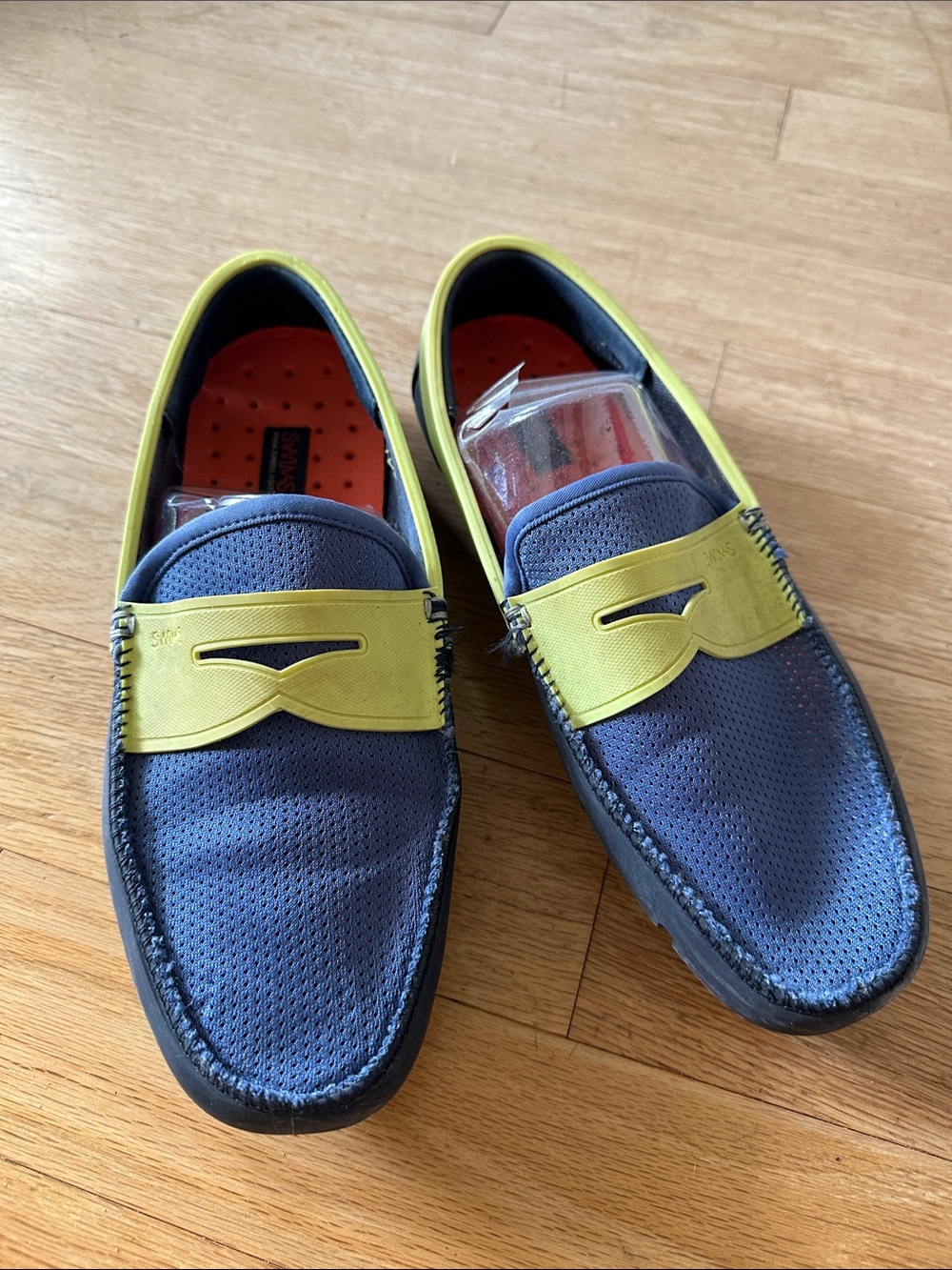 Swims Navy and Chartreuse Contrast Loafers
